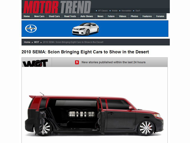 October 2010 Motor Trend Article”2010 SEMA: Scion”